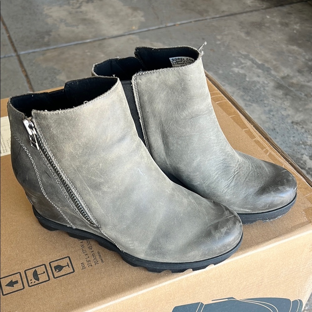 Sorel Joan of the Arctic Gray Wedge Ankle Boots